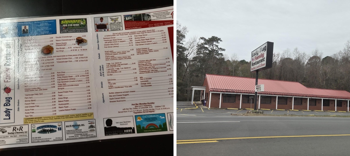 Lady Bug Family Restaurant Menu