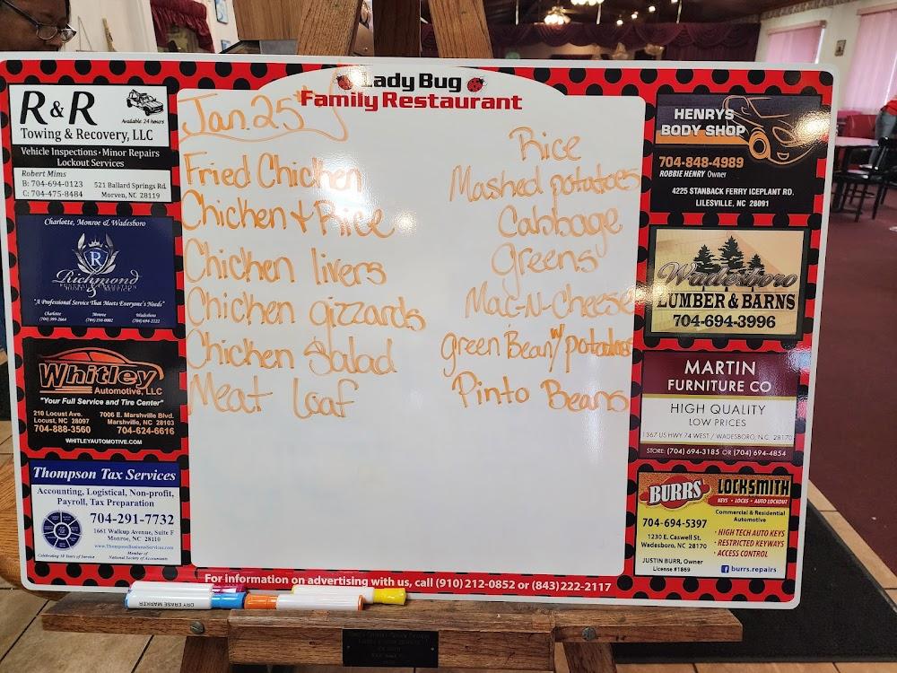 Lady Bug Family Restaurant Menu image 1